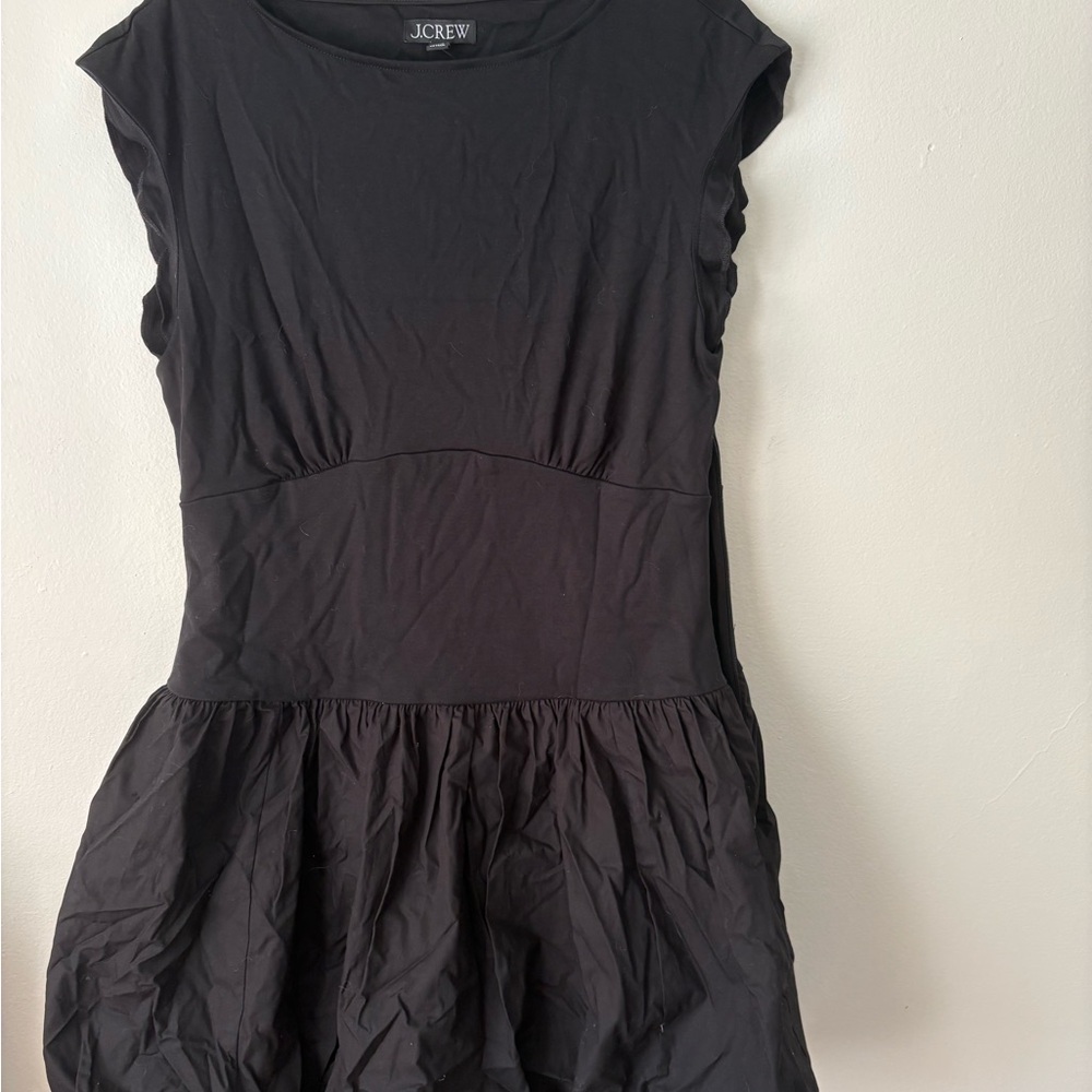 J. Crew Black Mini Dress bubble drop waist